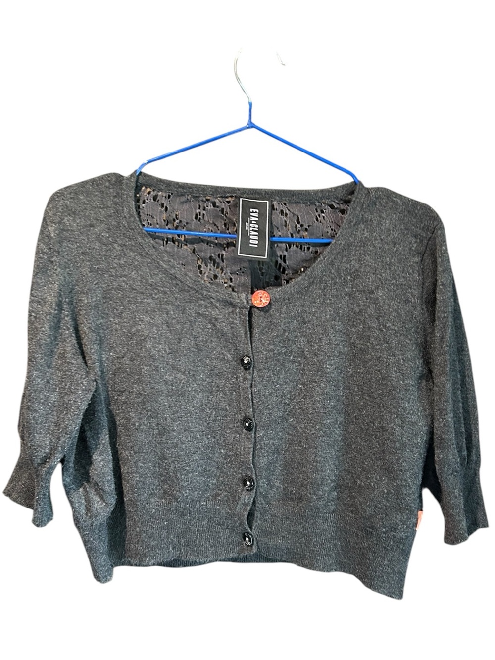 Eva & Claudi Dark Charcoal Cropped Button Cardigan